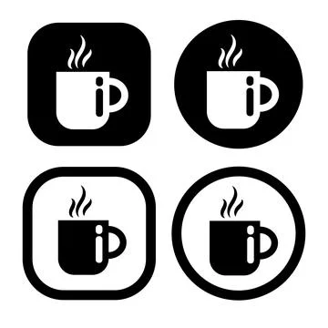 A cup of hot coffee flat Icon vector illustration logo Isolated template. Stock Illustration