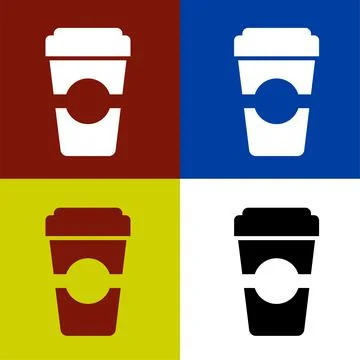 A cup of hot coffee flat Icon vector illustration logo Isolated template. Stock Illustration