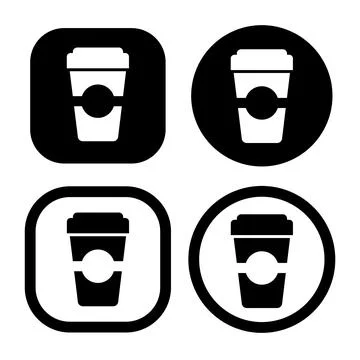 A cup of hot coffee flat Icon vector illustration logo Isolated template. Stock Illustration