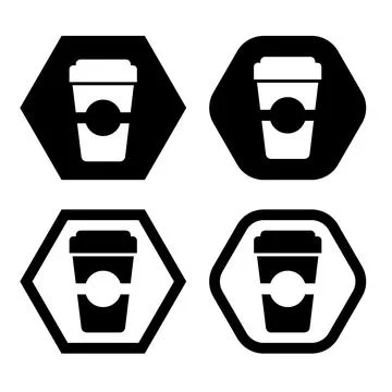 A cup of hot coffee flat Icon vector illustration logo Isolated template. Stock Illustration