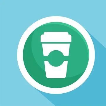 A cup of hot coffee flat Icon vector illustration logo Isolated template. Stock Illustration