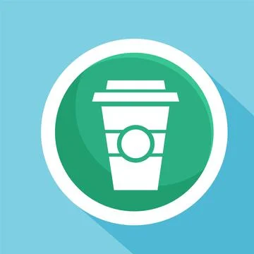 A cup of hot coffee flat Icon vector illustration logo Isolated template. Illustrazione stock
