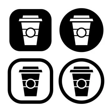 A cup of hot coffee flat Icon vector illustration logo Isolated template. Illustrazione stock