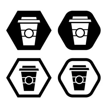 A cup of hot coffee flat Icon vector illustration logo Isolated template. Stock Illustration