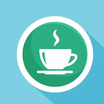 A cup of hot coffee flat Icon vector illustration logo Isolated template. Stock Illustration