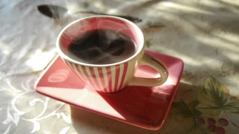 Cup Of Hot Coffee Stock Footage 221649132