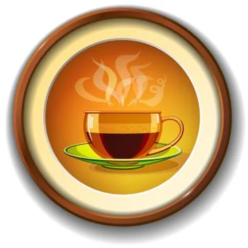 Cup of hot coffee, glass, vector Stock Illustration