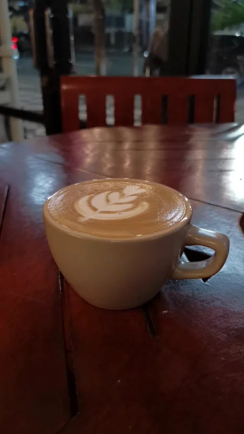 A cup of hot coffee latte Stock Footage 307738202