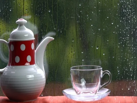 Cup of Hot Coffee or tea with Steam Outdoors 스톡 동영상 76643962