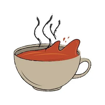 Cup of hot coffee or tea. Vector illustration for tshirt merch Stock Illustration