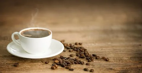 Cup of hot coffee Stock Photos