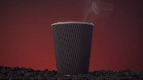 Cup of hot coffee with steam Stock Footage 56096424