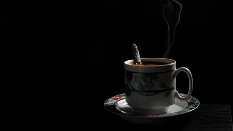 Cup of hot coffee with steam Stock Footage 85691654