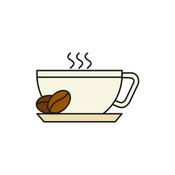 Cup of Hot Coffee Thin Line Icon Illustration Illustration