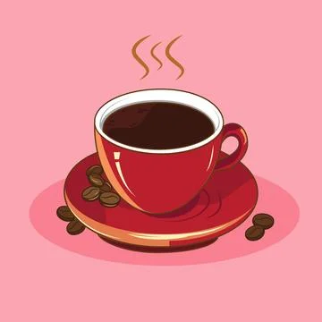 A cup Hot Coffee Vector Illustration Stock Illustration