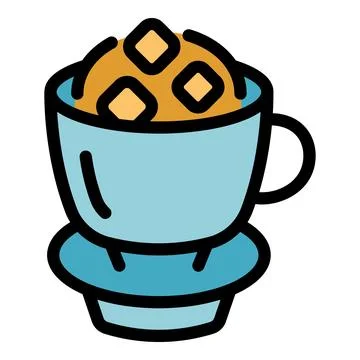 Cup with hot drink and marshmallow standing on plate icon vector illustration Stock Illustration