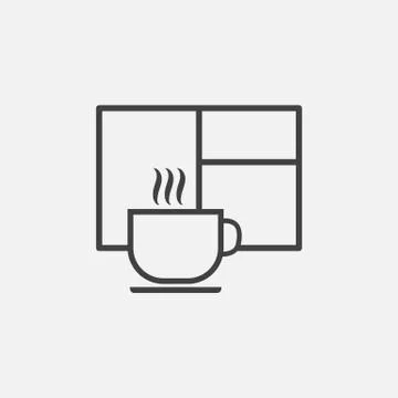 Cup of hot drink and window icon isolated on white background. Stock Illustration