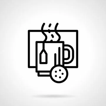 Cup with hot drink black line vector icon Stock Illustration