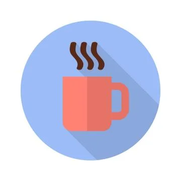 Cup with hot drink flat icon with shadow Stock Illustration