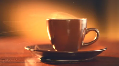 Cup of Hot Espresso Coffee Closeup Stock Footage 33913593