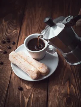 Cup of hot espresso Stock Photos