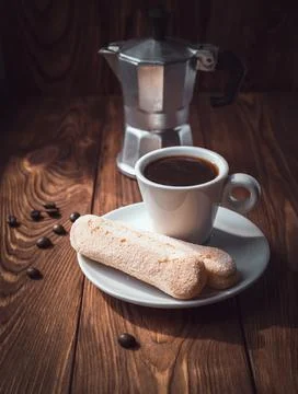 Cup of hot espresso Stock Photos