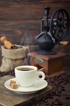 Cup of hot espresso Stock Photos