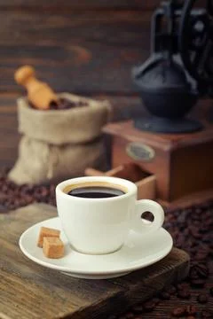 Cup of hot espresso Stock Photos