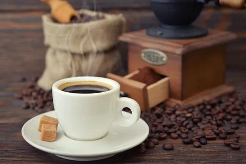 Cup of hot espresso Stock Photos