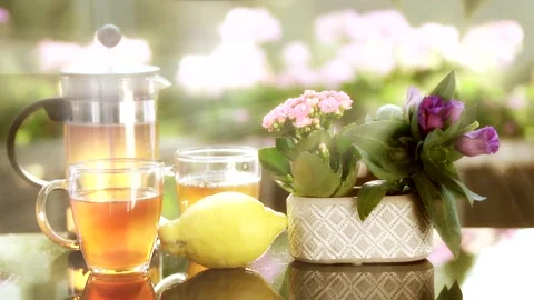 A cup of hot lemon tea. Stock Footage 133011605