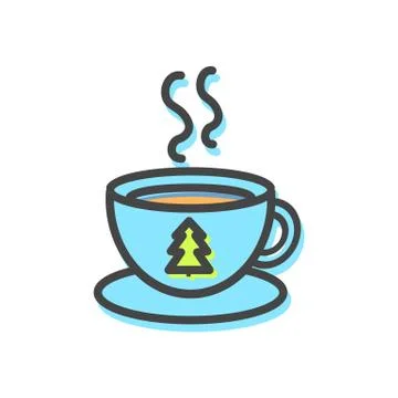Cup of Hot Tea Christmas, Vector Illustration Stock Illustration