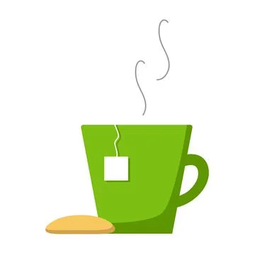Cup of hot tea with cookie Stock Illustration