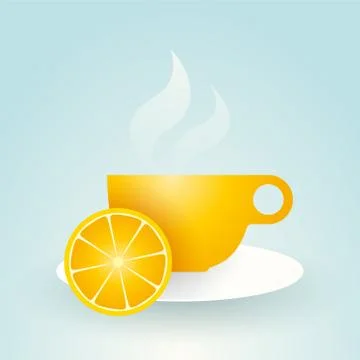 Cup of hot tea with lemon Illustrazione stock