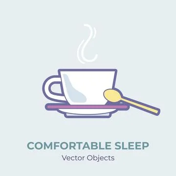 Cup with hot tea vector isolated. Comfortable sleep illustration item vector Stock Illustration