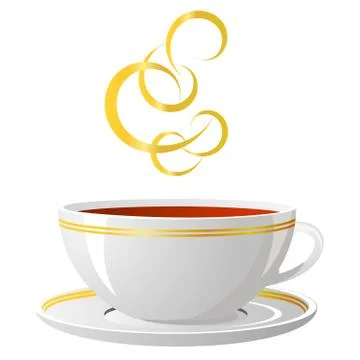 Cup of hot tea on a white background Stock Illustration