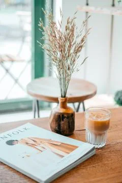 Cup of ice latte Stock Photos
