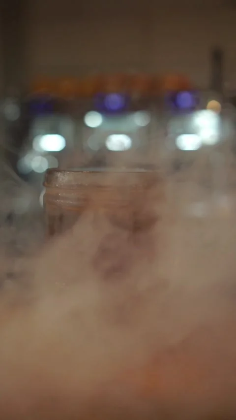 A cup of iced tea drink with smoke effects. Coffee shop background Stock Footage 258639718