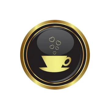 Cup icon with hearts gold Stock Illustration