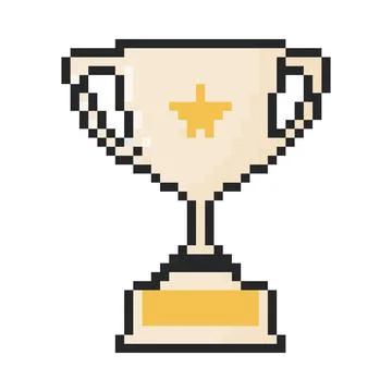 Cup icon. Pixel art object in 8 bit style. Retro 80s,90s video game graphics. Illustrazione stock
