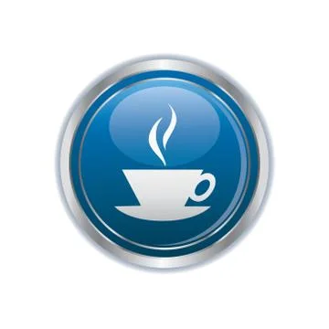 Cup icon on silver round Stock Illustration