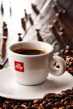 Cup of Illy coffee Stock Photos