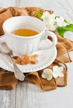 Cup of jasmine tea Stock Photos