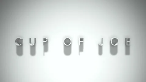 Cup of joe 3D title animation with shadows on a white background Stock Footage 297798467
