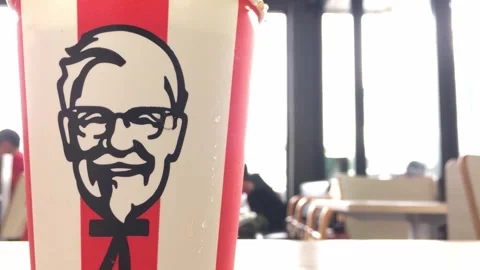 Cup of KFC's Pepsi, Cola, Soft drink with Chicken fried Stock Footage 346217789