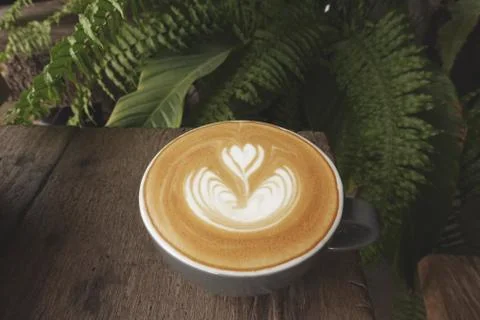 A cup of latte art coffee Foto stock