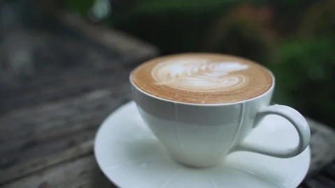 Cup of latte coffee Video stock 97371646