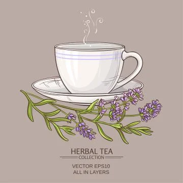 Cup of lavender tea Stock Illustration