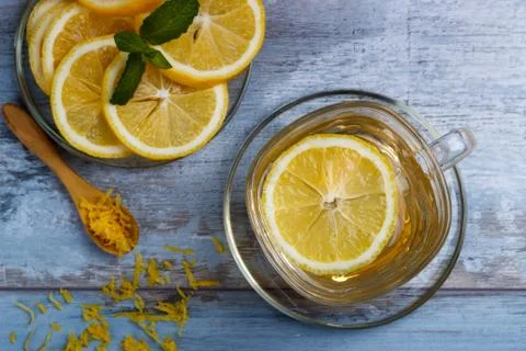 Cup of lemon tea Stock Photos