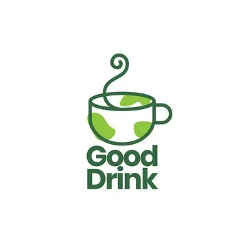 Cup lines green drink nature logo design Stock Illustration
