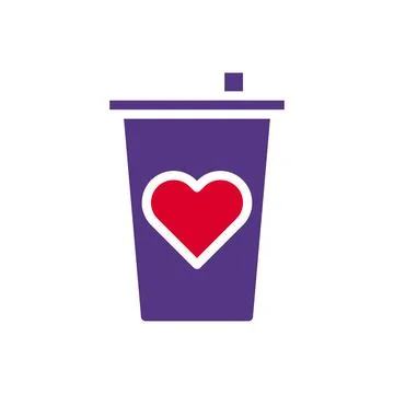 Cup love icon solid duocolor red purple style valentine illustration symbol.. Stock Illustration